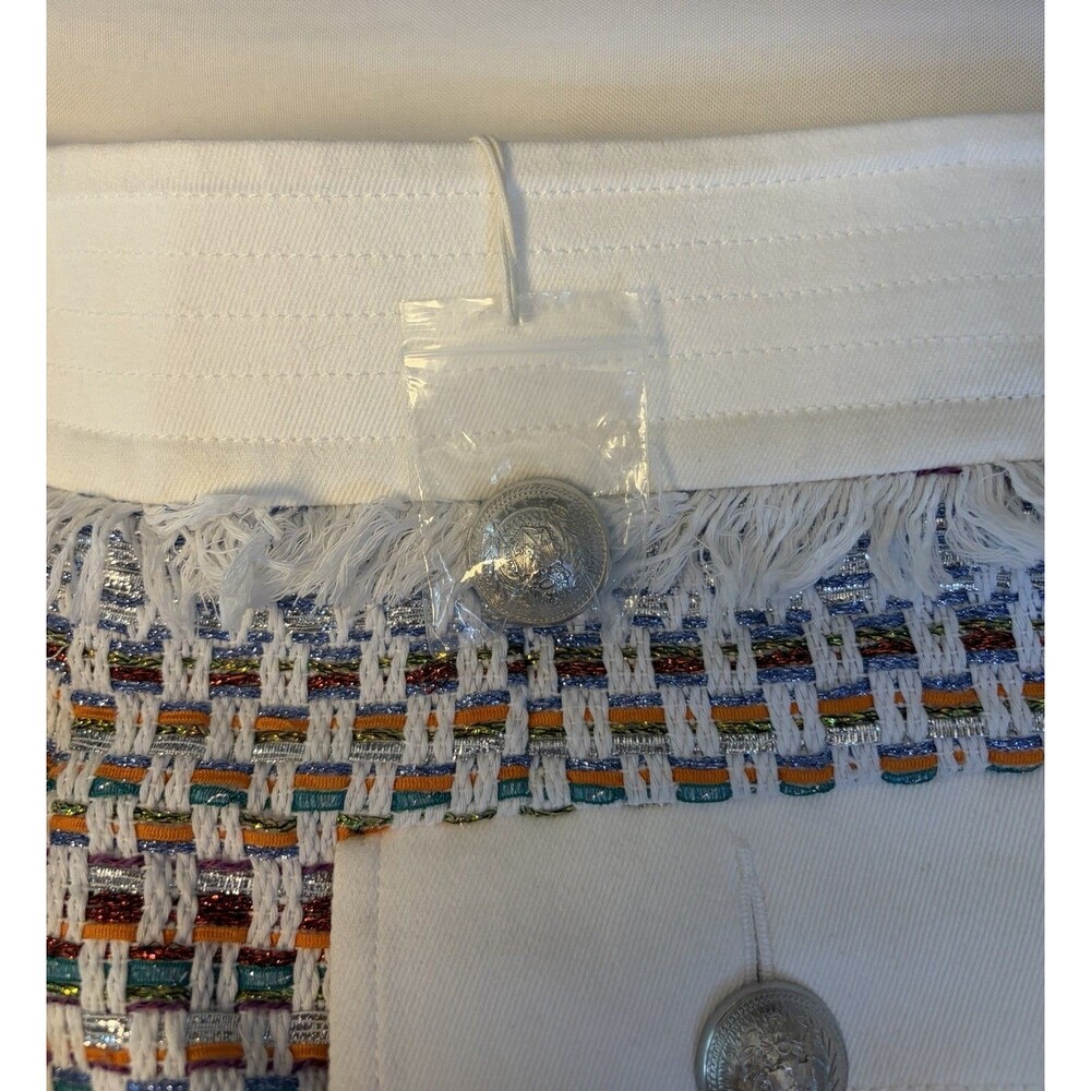RAMY BROOK Bentley Multicolor Metallic Tweed Shorts 8 High Rise  Fringe Side Zip - Picture 8 of 16